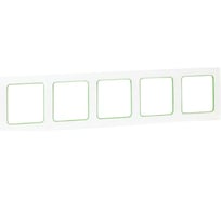 Рамка 5-местная EKF Стокгольм белая, с линией цвета зеленый EXM-G-306-20