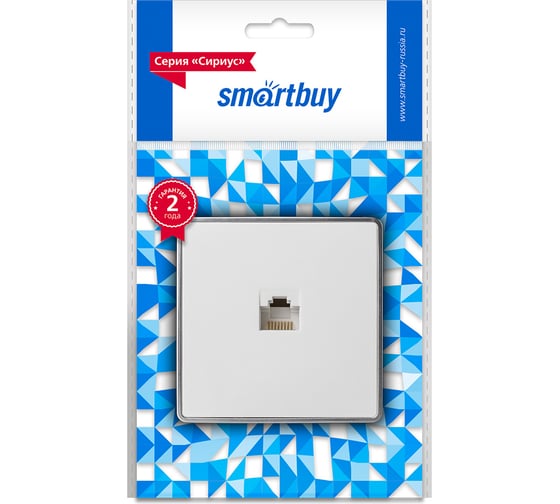 Розетка компьютерная RJ-45 Smartbuy 1-местная белая Сириус () SBE-07w-S1-RJ