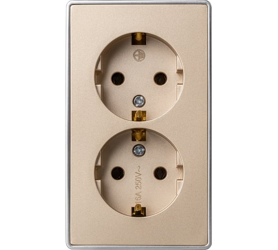 Розетка 2-местная Smartbuy 16А с заземлением шампань Сириус (SBE-07w-16-S2-Z) SBE-07c-16-S2-Z