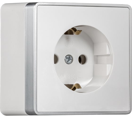 Розетка 1-местная Smartbuy 16А с заземлением белая Сириус SBE-07w-16-S1-Z