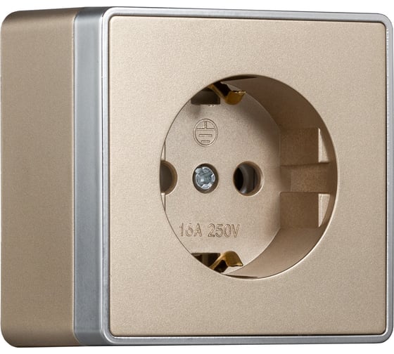 Розетка 1-местная Smartbuy 16А с заземлением шампань Сириус (SBE-07w-16-S1-Z) SBE-07c-16-S1-Z