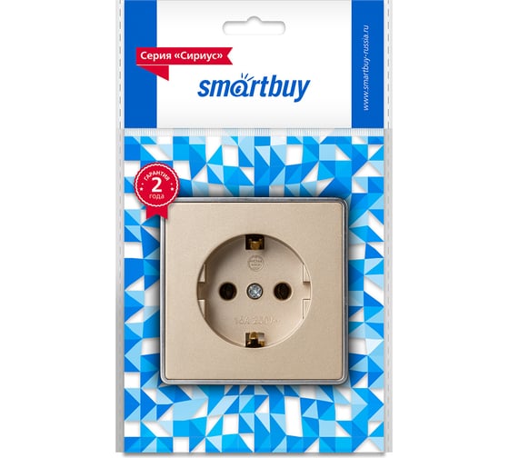 Розетка 1-местная Smartbuy 16А с заземлением шампань Сириус (SBE-07w-16-S1-Z) SBE-07c-16-S1-Z