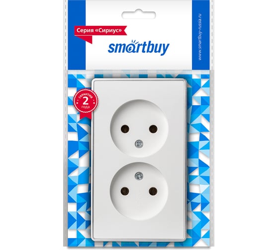 Розетка 2-местная Smartbuy 10А без заземления белая Сириус (SBE-07w-10-S2-N) SBE-07w-16-S2-N