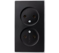 Розетка 2-местная Smartbuy 10А без заземления черная Сириус () SBE-07b-16-S2-N