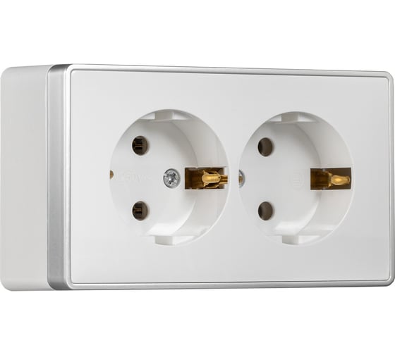 Розетка 2-местная Smartbuy 16А с заземлением белая Сириус SBE-07w-16-S2-Z