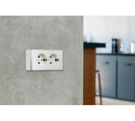 Розетка 2-местная Smartbuy 16А с заземлением белая Сириус SBE-07w-16-S2-Z