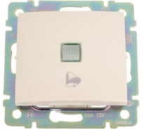 Выключатель кнопочный одноклавишный Legrand с подсветкой с символом звонка - Valena - 10А 12В схема 1PLE безвинтовые зажимы - слоновая кость 774315