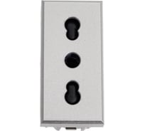 Розетка Bticino Axolute 2К+З, 10/16 А 250 В~ с экранированными контактами, алюминий HC4180