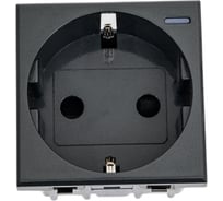 Розетка Bticino Axolute 2К+З, 10/16 А 250 В с боковыми заземляющими контактами Schuko, с экранированными контактами, цвет антрацит, немецкий стандарт HS4141