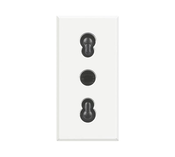 Розетка Bticino Axolute 2К+З, 10/16 А 250 В~ с экранированными контактами, цвет белый HD4180 1