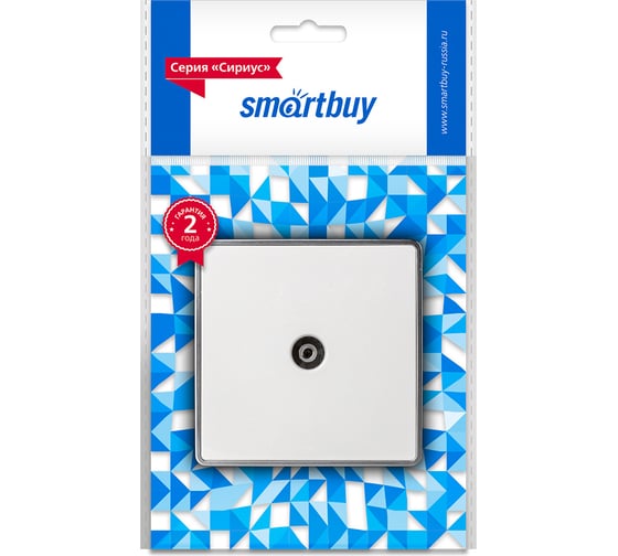 Розетка телевизионная Smartbuy 1-местная 75Ом 5-862МГц белая Сириус SBE-07w-S1-TV
