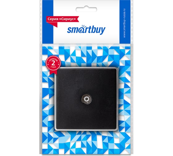 Розетка телевизионная Smartbuy 1-местная 75Ом 5-862МГц черная Сириус SBE-07b-S1-TV