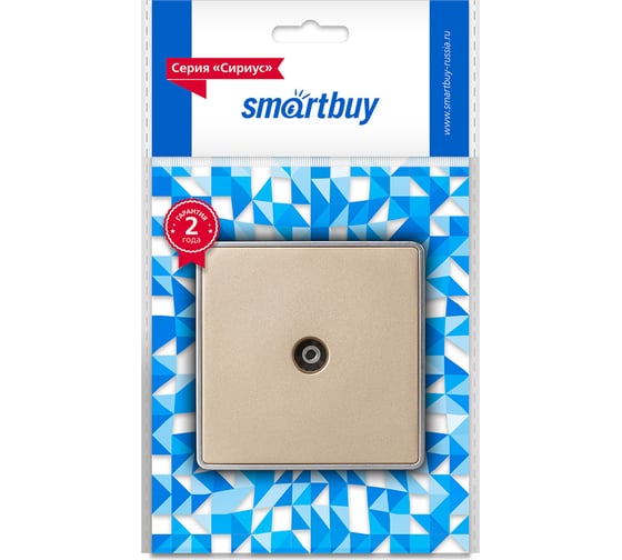Розетка телевизионная Smartbuy 1-местная 75Ом 5-862МГц шампань Сириус (SBE-07w-S1-TV) SBE-07c-S1-TV