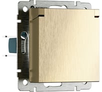 Розетка WERKEL влагозащищенная, с заземлением, с защитнной крышкой и шторками N (шампань рифленый) a069604