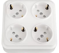 4-местная розетка Bylectrica открытой установки с заземляющим контактом со шторкой, квадратная, серия ВАРИАНТ, белый, РА16-0196