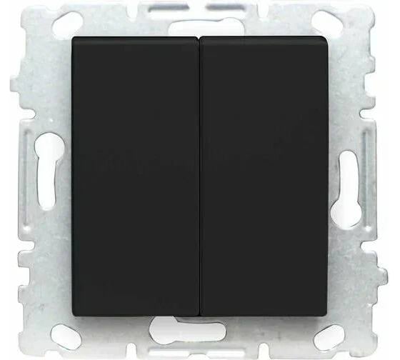 Набор Выключатель Vesta Electric Vesta-Electric Roma Black двухклавишный без рамки - 6 шт FVKZ010201CMT-6 1