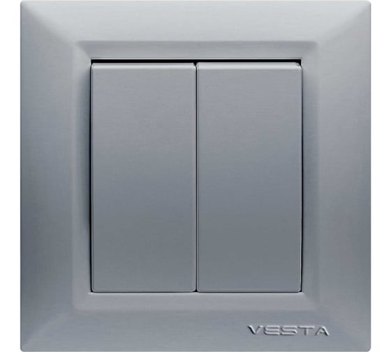 Набор Выключатель Vesta Electric Vesta-Electric Roma SILVER двухклавишный без рамки, 6 шт FVK010125SRM-6 1