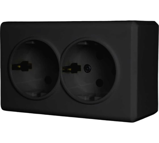 Набор Розетка Vesta Electric Vesta-Electric Mega BLACK двойная с заземлением Mega, 5 шт FRZ00010222CMT-5