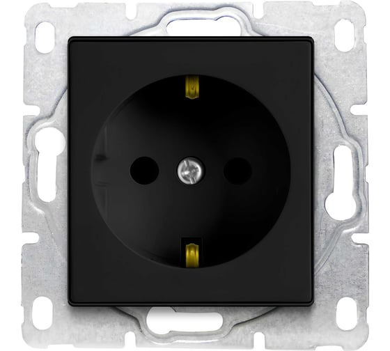 Набор Розетка Vesta Electric Vesta-Electric Roma Black одинарная с заземлением без рамки, 24 шт FRZ00020106CMT-24