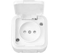 Розетка Bylectrica 1-местная ОУ со шторкой IP54, серия ПРАЛЕСКА АКВА, белый РА16-096