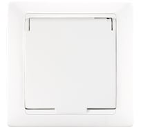 Розетка Bylectrica, 1-местная СУ с заземляющим контактом, шторками и крышкой, серия СТИЛЬ, белый РС16-364