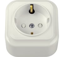 Розетка Bylectrica 1-местная ОУ с заз.конт. со шторкой, серия ВАРИАНТ, бежевый, РА16-0106 бежевый