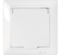 Розетка Bylectrica 1-местная СУ с заз.конт. со шторк. с крышкой IP44, серия СТИЛЬ, белый, РС16-394