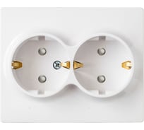 Розетка Bylectrica 2-местная СУ с заз.конт. со шторкам, серия МАСТЕР, белый, РС16-0046