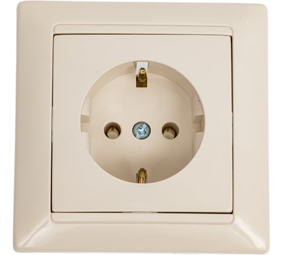 Розетка Bylectrica, 1-местная СУ с заземляющий контакт, серия СТИЛЬ, бежевый, бежевый РС16-306