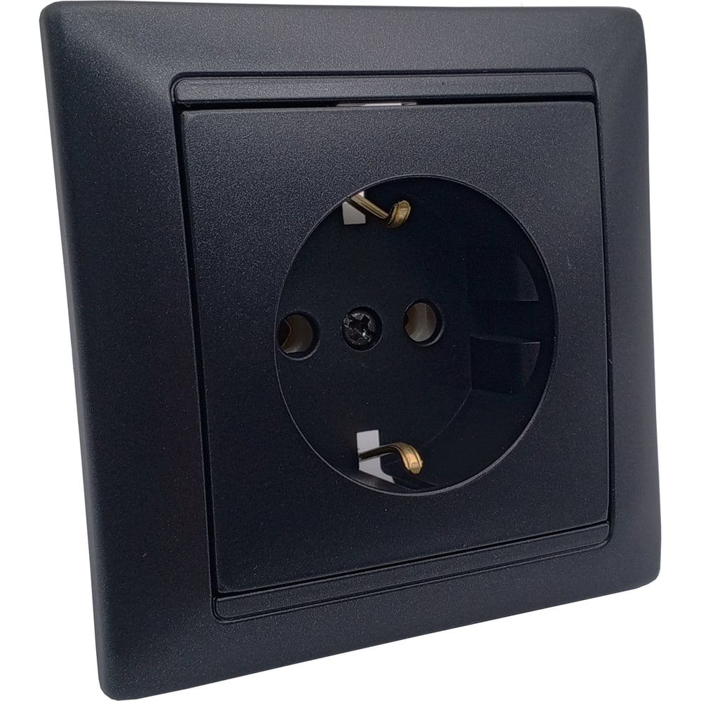 Розетка Bylectrica 1-местная СУ с заз.конт., серия СТИЛЬ, графит ...