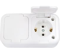 Розетка Bylectrica 2-местная ОУ с заз.конт. IP44 серия Прочие изделия, белый, РА10-213