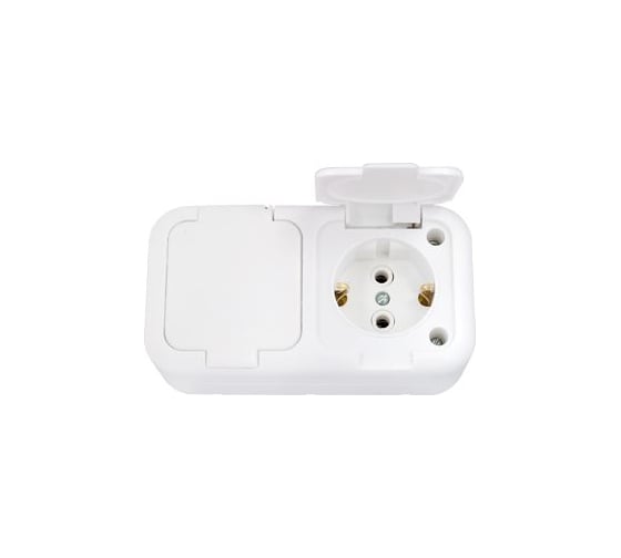 Розетка Bylectrica 2-местная ОУ с заз.конт. IP44 серия Прочие изделия, белый, РА10-213