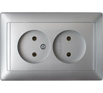 Розетка Bylectrica 2-местная СУ, серия СТИЛЬ, серебро, РС16-307 серебро