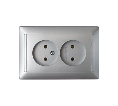 Розетка Bylectrica 2-местная СУ, серия СТИЛЬ, серебро, РС16-307 серебро