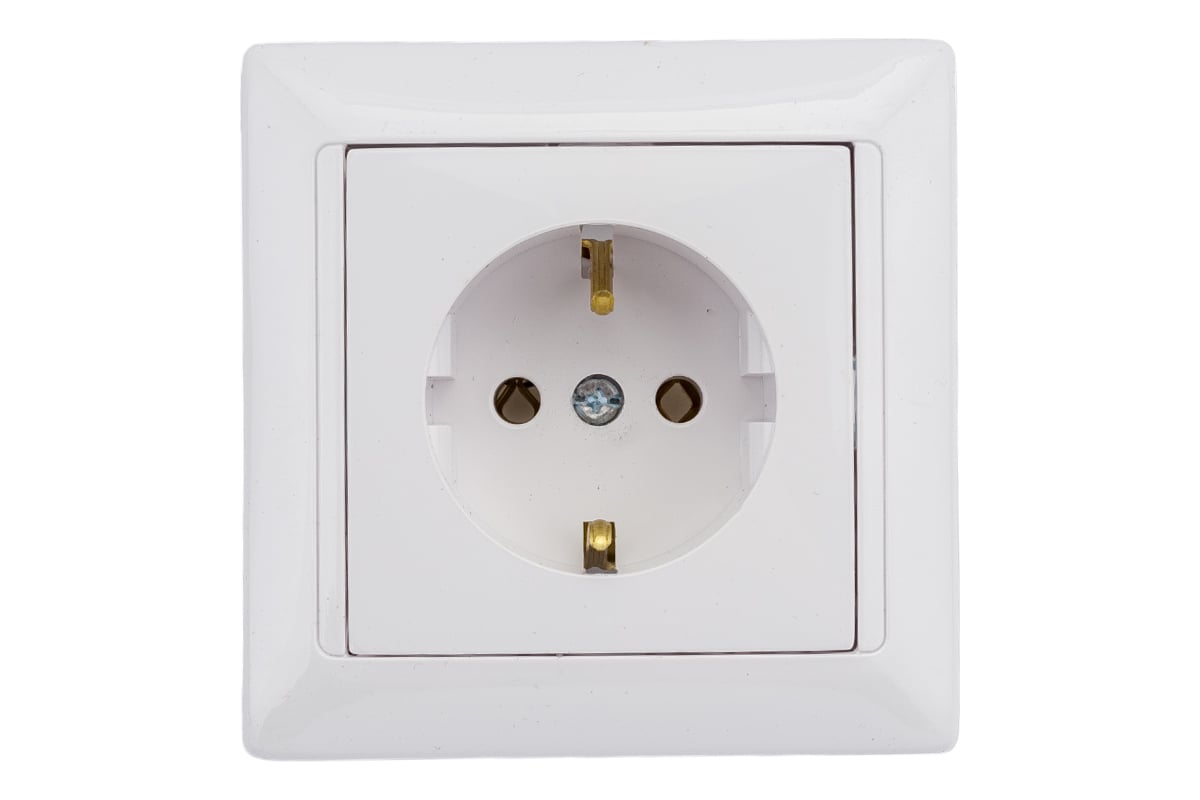 Розетка Bylectrica 1-местная СУ с заз.конт., серия СТИЛЬ, белый, РС16 ...