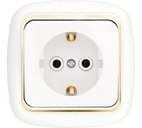 Розетка Bylectrica 1-местная СУ с заз.конт., серия ГАРМОНИЯ ЛЮКС, белый, РС16-256 з