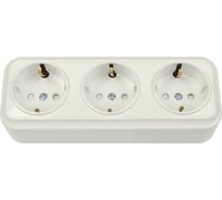 Розетка Bylectrica 3-местная ОУ с заз.конт. со шторкой, серия ВАРИАНТ, бежевый, РА16-0166 бежевый