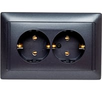 Розетка Bylectrica 2-местная СУ с заз.конт., серия СТИЛЬ, графит, РС16-313 графит