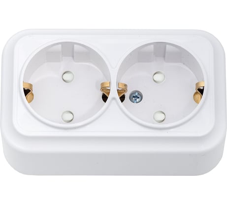 Розетка Bylectrica 2-местная ОУ с заз.конт. со шторкой, серия ВАРИАНТ, белый, РА16-0146