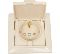 Розетка Bylectrica, 1-местная СУ с заз.конт. со шторкой с крышкой, серия СТИЛЬ, бежевый РС16-364