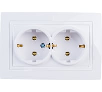 Розетка BYLECTRICA 2-местная СУ с заз.конт., серия УЮТ, белый РС16-348