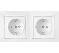 Розетка BYLECTRICA 2-местная СУ с заз.конт. со шторками на шинах, серия УЮТ, белый РС16-754