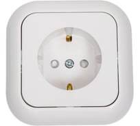 Розетка Bylectrica 1-местная СУ с заз.конт. со шторк., серия ГАРМОНИЯ, белый, РС16-253