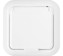 Розетка Bylectrica 1-местная СУ с заз.конт. со шторк. с крышкой IP44, серия ГАРМОНИЯ, белый, РС16-398
