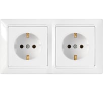 Розетка Bylectrica 2-местная СУ с заз.конт. на шинах, серия СТИЛЬ, белый, РС16-355