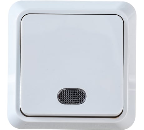 1-клавишный выключатель АБК-СИЛА с подсветкой 10А "АЛЬТАИР" белый 5400105