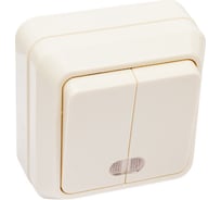 2-клавишный выключатель АБК-СИЛА с подсветкой 10А "АЛЬТАИР" слоновая кость 5400206