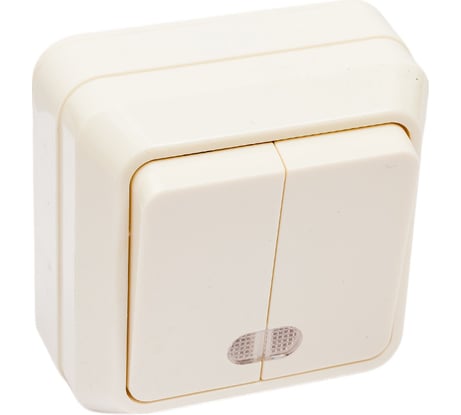 2-клавишный выключатель АБК-СИЛА с подсветкой 10А "АЛЬТАИР" слоновая кость 5400206
