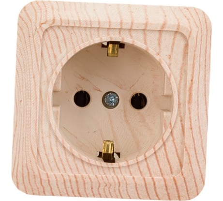 Одноместная розетка АБК-СИЛА с заземляющим контактом 16А 220В керамика "АЛЬТАИР" сосна 5400307