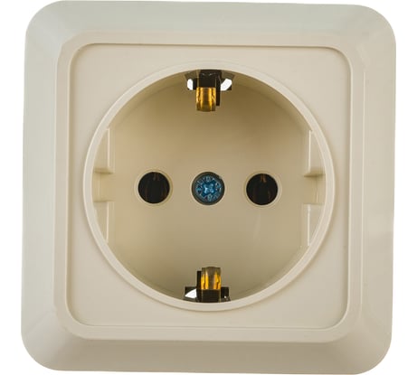 Одноместная розетка АБК-СИЛА с заземляющим контактом 16А 220В керамика "АЛЬТАИР" слоновая кость 5400306
